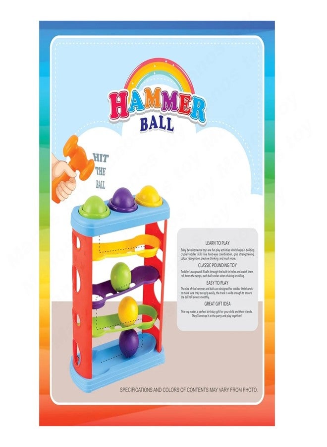 Manos Kids Hammer Knock Toy with 3 Colourful Balls, Multicolour Pack of 1 - Image 4